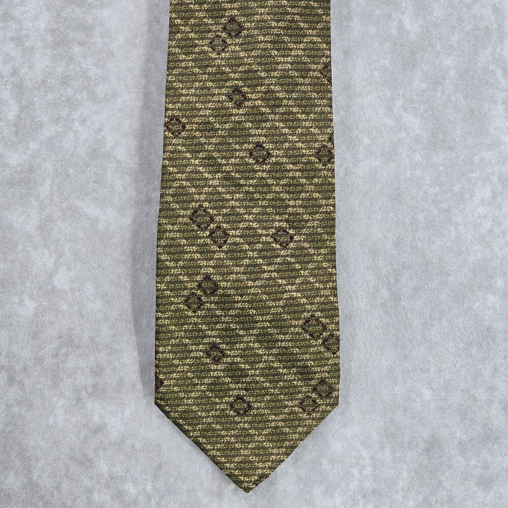 Joseph Abboud Brown Gold Plaid Geometric‎ Executive Stripe Italy Men's Neck Tie